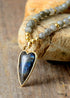 Boho Necklace, Seed Beads Gems Stone Heart Pendant Necklace